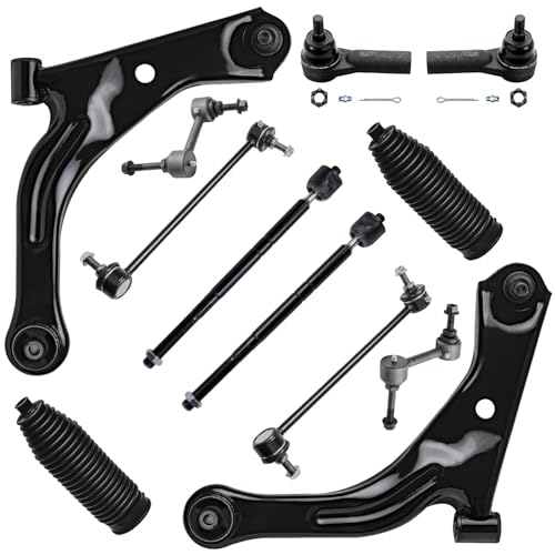 Image of Detroit Axle - 12pc Front End Control Arms Kit for 2009 Ford Escape Mazda Tribute Mercury Mariner, Lower Control Arms w /Ball Joint Sway Bars Tie Rod Ends Boots Replacement