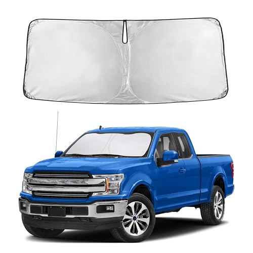 Image of Autovir Windshield Sun Shade Fit for 2015-2018 2019 2020 Ford F150 | Sunshade, Front Car Window Shades Sun Visor, Blocks UV Rays & Heat, Car Accessories