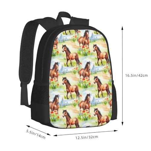 Horse Flower Backbags Large Adjustable Backpack Lightweight Daypack for Men Women 16.5 Inches3
