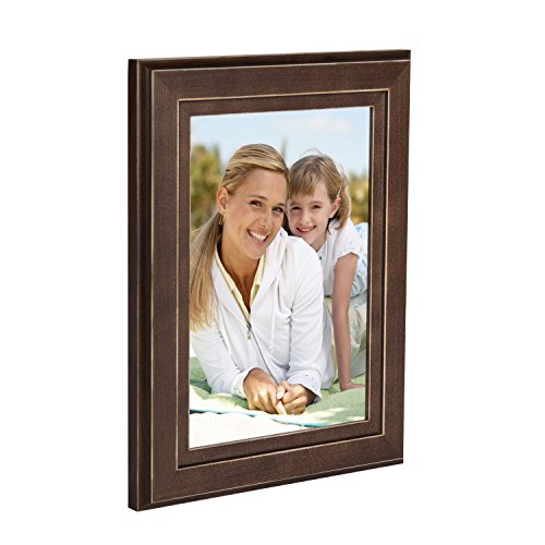 DesignOvation Kieva Solid Wood Picture Frames, Distressed Espresso Brown 5x7, Pack of 6