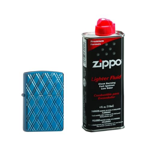 Combo of Zippo Armor High Polish Blue Diamonds Windproof Pocket Lighter