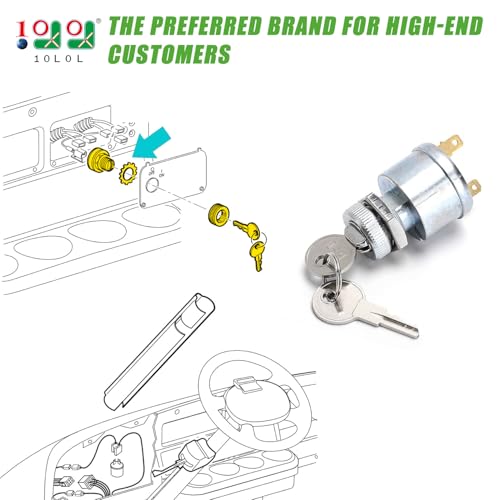 10L0L Golf Cart Key Switch for EZGO 33639G01, Ignition Switch for Golf Cart with Lights (Standard Key) - Image 3