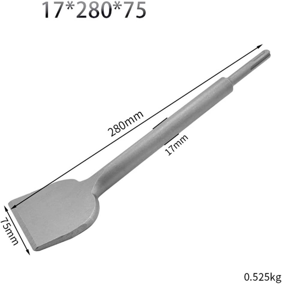 Electric Hammer Chisel Round Shank Two-pit Two-slot Curved Chisel Shovel Wall Concrete Impact Drill Elbow Widening Chisel,Chisel 17x280x75mm