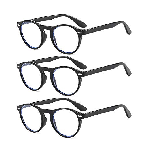Suertree Blaulichtfilter Lesebrille 3 Pack Computer Gaming Runde Brillen PC Anti Müdigkeit Lesehilfe UV-Schutz für Herren Damen 1.5x Cover