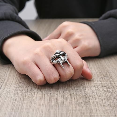 HZMAN Spartan Mask Ring for Men Stainless Steel Retro Hip Hop Commemorate MF DOOM Ring Jewelry Gift2
