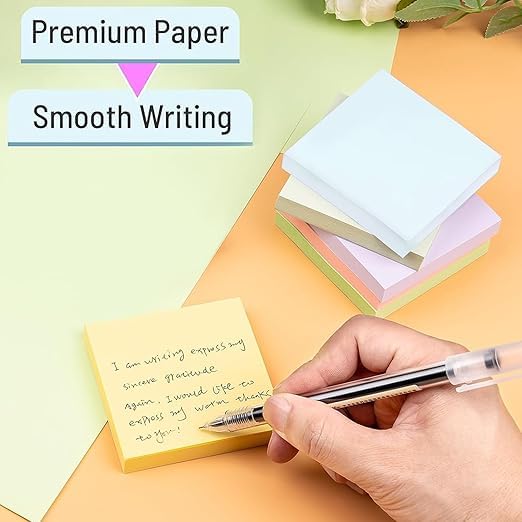 Image of Premium Sticky Notes Set, 400 Sheets Self-Adhesive Memo Pad, Pastel Morandi Colors, 7.6 x 7.6 cm, 4 Colors, 100 Sheets Each