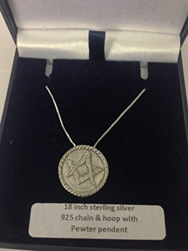 Pièce maçonnique PP-G25 étain anglais pendentif ésotérique collier argent 925