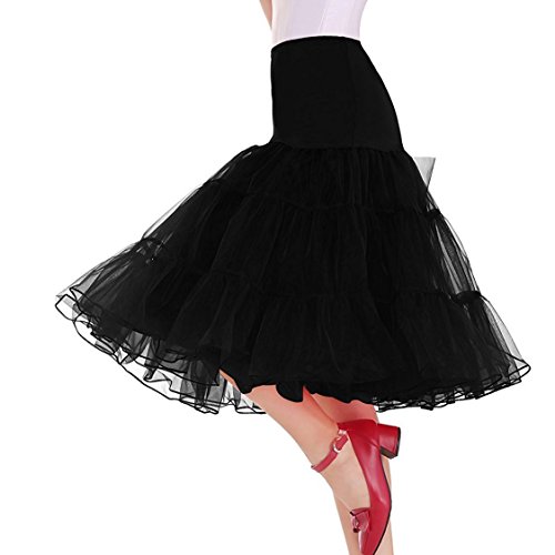 Karnevalskostüme Damen übergröße Rockabilly Rock 50er Petticoat Unterrock Tellerrock Lang Schwarz