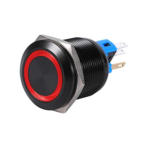 Preisvergleich Produktbild LED Verriegelungsschalter, 22mm 12V LED Wasserdichter selbstsperrender Verriegelungs Druckschalter(Red LED)