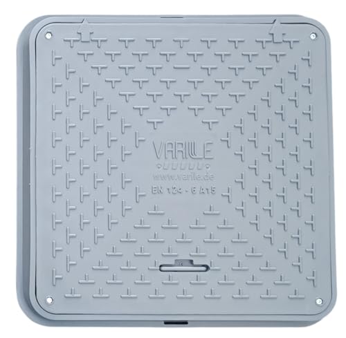 Varile 72cm quadratische Schachtabdeckung mit Griff - belastbar bis 1,5t (Grau)