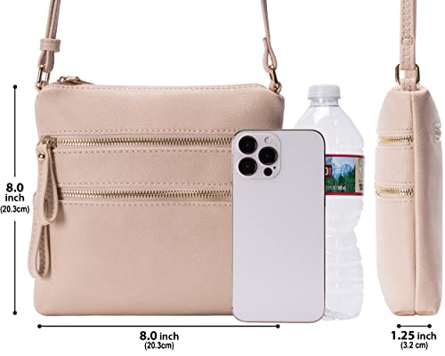 Image of Solene Small Multi Zipper Pocket Crossbody Bag with Adjustable Strap, Lightweight Travel Purse, Daily Small Messenger Pouch