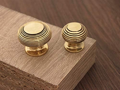 Aged Brass Antique Style Beehive Cabinet knobs 2 Sizes Solid Brass (Small)