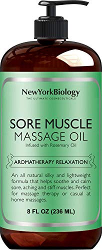 New York Biology Rosemary Sore Muscle Massage Oil - 100% Natural Ingredients - Sensual Body Oil for Muscle Relaxation and Deep Tissue - Cooling Muscle Pain Relief Oil for Massage Therapy - 9 Fl. Oz