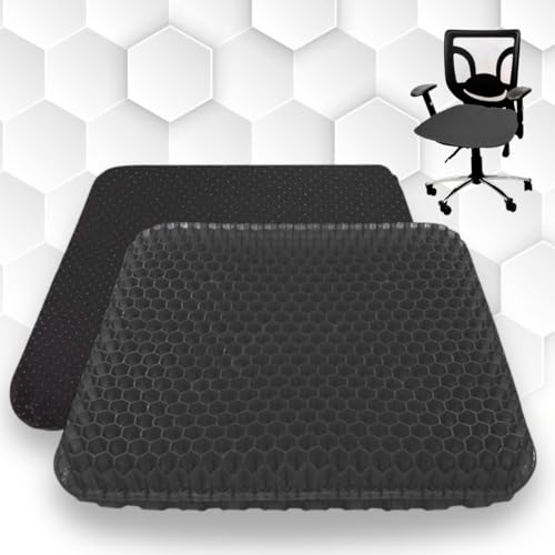 Opiniones de Cojines los 10 mejores. 50 Vmingo Cojín Ergonómico de Gel Panal Asiento | Antideslizante y Transpirable | Alivio para Ciática, Coxis y Dolor Lumbar | Funda Lavable | Oficina, Auto, Hogar (Negro)