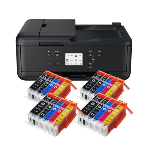 IC-Office TR7650 Farbtintenstrahl Multifunktionsdrucker 4-in-1 (Drucken, Kopieren, Scannen, Faxen, ADF, WLAN, AirPrint) schwarz + 20 XXL Tintenpatronen