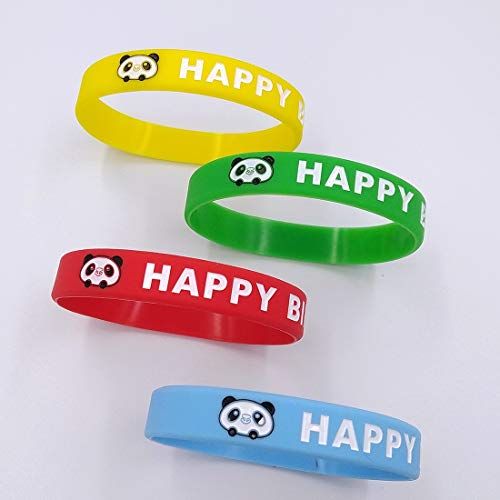 Tangser Happy Birthday Bracelets, Classroom Birthday Rubber Braclet, Silicone Wristbands, Birthday Gifts For Kids, Students From Teacher With Panda Pattern [24 Pack] #TOP4