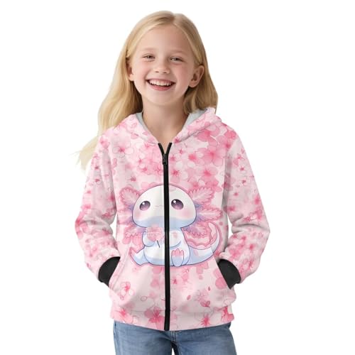 Girls' Full-Zip Hoodie Sweatshirt Girl Long Sleeve Hooded Jacket Girls' Zip-Up Hoodie Sweatshirt with Pockets