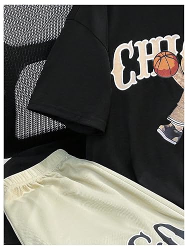Boy's 2 Piece Athletic Set Cute Short Sleeve Graphic Tees & Basketball Shorts Casual Outfits4