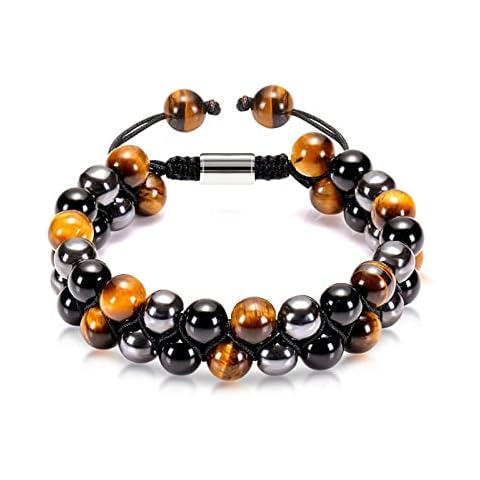 TOYMIS Pulsera de Protección Triple de Obsidiana Negra, Ojo de Tigre y Hematita Cover