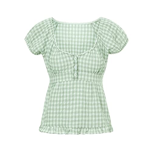 Image of Fairy Grunge Y2k Shirts Vintage Crop Tops Short Sleeve Girls Slim Fit Tees