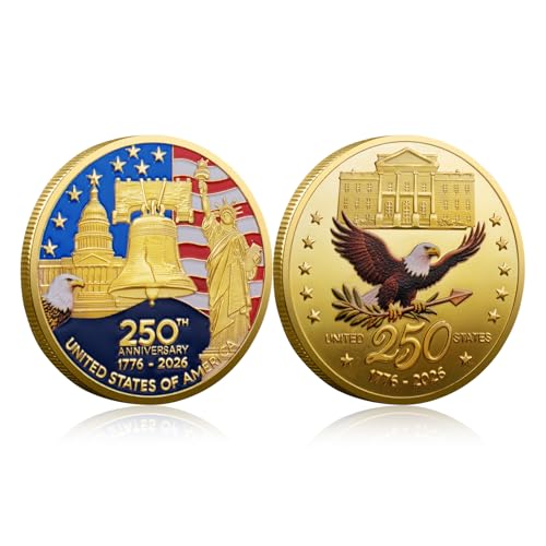 250th Anniversary Commemorative Coins - Golden American Flag & Liberty