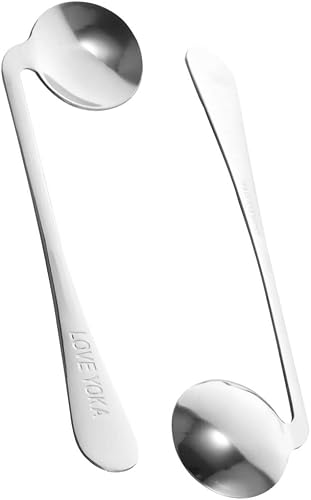 Hemoton Juego de 2 cucharas curvadas adaptables para zurdos, cucharas en ángulo para cubiertos, cubiertos de acero inoxidable para comer, artritis,