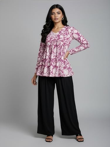Image of Casual Rayon V-Neck Full Sleeves Stylish Peplum Top for Women(28 inch Inches)
