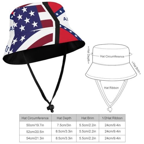 American and Arkansas State FlagChildren's Bucket Hat for Boys and Girls, Breathable Summer Beach Hat52cm2