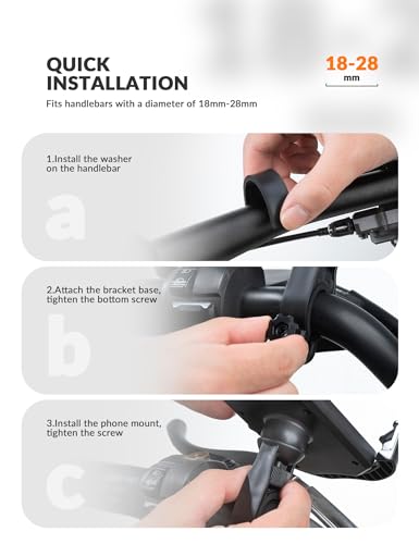 Image of ROCKBROS Bike Phone Holder, Motorcycle Phone Mount with Security Lock, Adjustable for Bike, Motorcycle, Scooter, Suitable for 4.7'-6.8' Phone