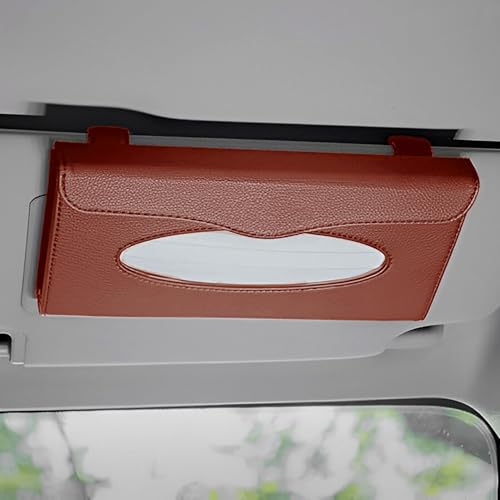 Image of SIAGO SIA103 Car Tissue Holder, PU Leather, Tan, Rectangular, Sun Visor Napkin Holder, Backseat Tissue case Holder for car