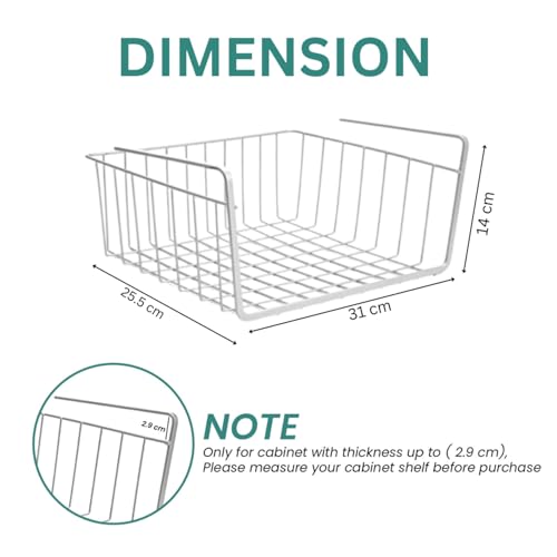 Image of Go Hooked 12 inch Undershelf Storage Basket Under Cabinet Storage Organizer (3 Pcs, Silver)