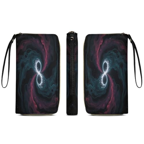 Women's Wallet Long Bifold Women's Clutch Dark Matter Tides Printed Wristlet Wallet 7.8 * 4.1 * 1.4 Inches with Wristlet3