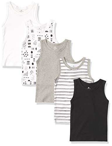 HonestBaby Muscle Tee Sleeveless T-Shirt Multi-Packs, 5-Pack Pattern Play, 18 Months