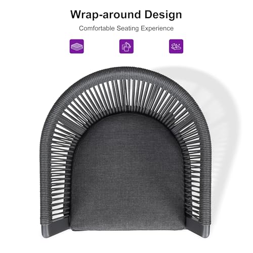 Image of PURPLE LEAF Outdoor Height Bar Stools Wicker Set of 2 with Cushion, Gray