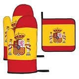 Juego de guantes de horno y alfombrillas resistentes al calor, impermeables y resistentes al calor, para uso en cocina, horneado.