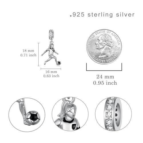 Image of Sport Charm for Women 925 Sterling Silver Sports Charms for Bracelets Sports Balls Jewelry Gifts for Women