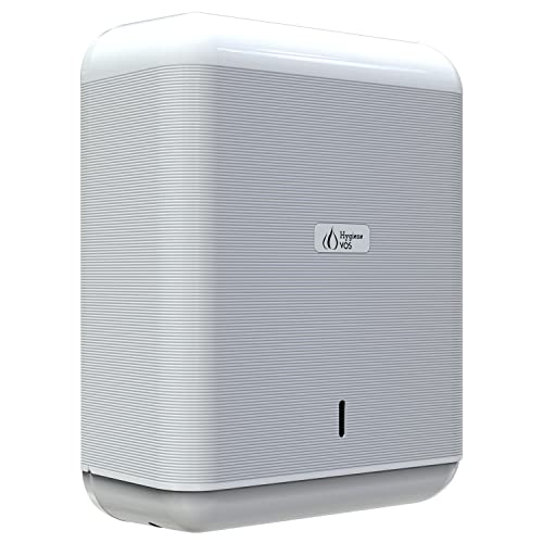 Hygiene VOS Dispensador de toallas de papel para zigzag de papel Interfold, 100% plástico reciclado, para toallas plegables de extracción de hojas, color blanco Cover
