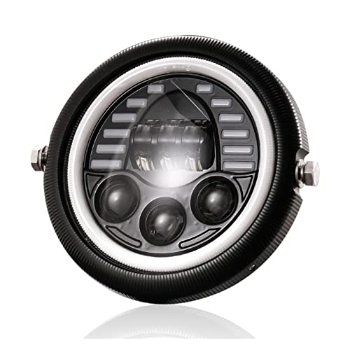 Phare avant LED 7 pouces avec couverture antibrouillard moto rétro et finition DRL