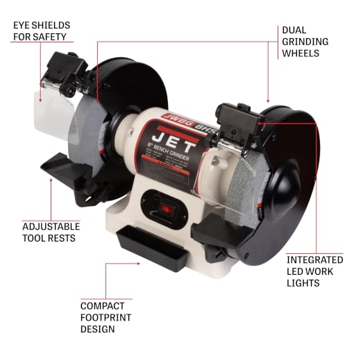 JET 8-Inch Bench Grinder with LED Lights