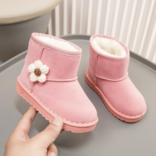 Toddler/Little Girls Snow Boots Fur Lined Lightweight Winter Warm Booties Flower Comfy Outdoor Princess Shoes4