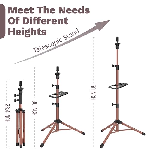 Wig-Stand-Tripod-55-Inch-Metal-Wig-Mannequin-Head-Tripod-Stand-For-Hairdressing-Training-Head-Adjustable-Wig-Tripod-Stand-with-Tool-Tray-Latte-Mannequin-Head-Not-Included