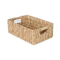 Wickerfield Water Hyacinth Woven Storage Box for Shelves Wicker Gift Hamper Basket with Handle Small Bathroom Organizer (Short, Medium)