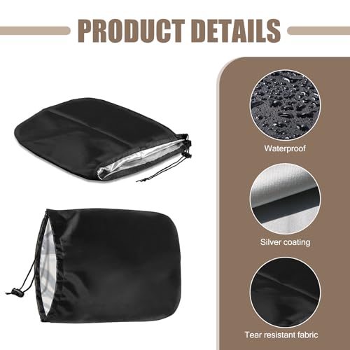 Image of Car Windshield Cover for Ice Rearview Mirror Snow Covers, Side Mirror Waterproof Winter Snow Foldable Protection Cover, Side Mirror with Drawstring Installation Dust Cover, Universal for Cars (Black)