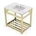 Kingston Brass VWP3122W4A2 Quadras Console Sink, White/Polished Brass