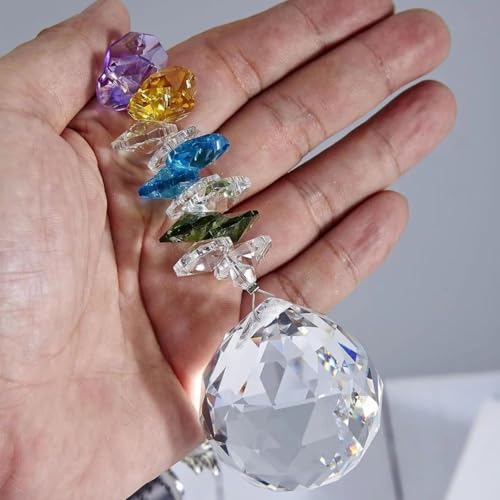 Image of Crystal Suncatcher Hanging Wind Chime Gift with Rainbow Prism - Thank You Gift for Women, Decorative Hanging Ornament for Home, Window, Balcony, Positive Energy Feng Shui Decor(White)