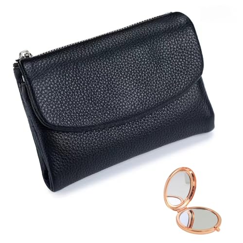 Unisex Pebble Leather Wallet, Multicolor Genuine Leather Short Wallets for Women & Men, Small Full Grain Coin Purse with Credit Card Holder for Coins and Cards (#1)