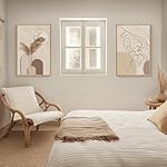 Large Framed Neutral Abstract Wall Art for Living Room, 2 Piece Tan and Cream Beige Canvas Prints Paintings Artwork for Walls, Woman Silhouette Big Pictures for Bedroom Dining Room Office Wall Decor - Image 3