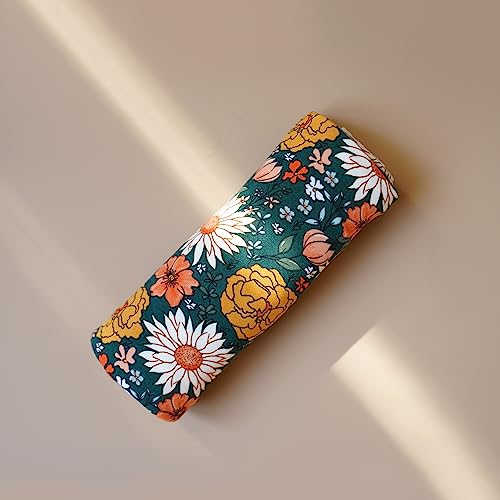 Konssy Baby Girl Newborn Receiving Blanket With Headband Set Baby Swaddle Floral Motif Nursery Swaddle Wrap (Green) #TOP2