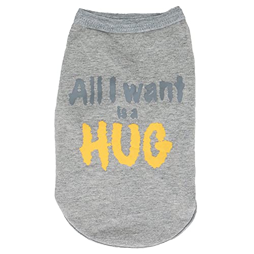 Lophipets Dog All I Want Is A Hug Letter Print Shirts For Small Dog Pomeranian Clothes Vest Tee-Grey/L #TOP3