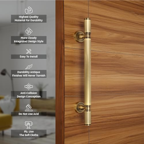 LAPO 18 Inch Full Brass Main Door Handle, Door Handles for Main Door, Pull Handles for All The Doors of House, Office, Hotels-Pack of 1 | Antique Finish | 3 Years Warranty